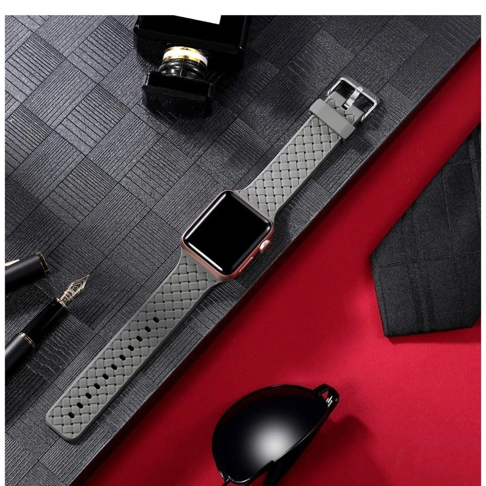 Apple Watch 42mm 44mm Soft Silicone Weave Band